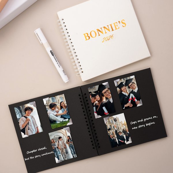 Personalized Graduation Name and Year Photo Guestbook with Ballpoint Pen and Stickers Graduation Keepsake Gift for Graduates