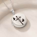 Personalizada Cruz Nacimiento Flor Foto Relicario Collar Dainty Joyería Cumpleaños Aniversario Día de la Madre Cristiano Regalo para Mamá Abuela Mujer