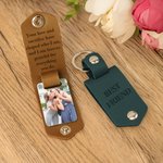 Personalized Multicolor Photo Leather Keychain with Engraved Title and Text Birthday Anniversary Gift for Family Friends Lover