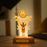 Gepersonaliseerd Afstudeer LED Nachtlampje met Houten Basis Souvenir Ornament Gift voor Universiteit of High School Afgestudeerden