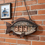 Personalized Fish Caught This Year Hanging Sign with Name Father's Day New Year Birthday Gift for Dad Grandpa Fisherman