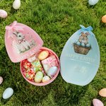 Personalized Happy Easter Bow Rabbit Giant Easter Egg Ornament with Name Basket Stuffer Easter Party Gift for Family Kids
