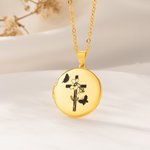 Personalizada Cruz Nacimiento Flor Foto Relicario Collar Dainty Joyería Cumpleaños Aniversario Día de la Madre Cristiano Regalo para Mamá Abuela Mujer