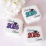Gepersonaliseerde Klasse van 2026 Afstuderen Sieraden Doos met Glitter Luipaard Ontwerp Tekst Draagbare Reizen Afstuderen Gift Afstudeerders