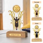 Gepersonaliseerd Afstudeer LED Nachtlampje met Houten Basis Souvenir Ornament Gift voor Universiteit of High School Afgestudeerden