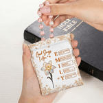 Personalised God Says I Am Birth Flower PU Leather Rosary Pouch with Name Daily Storage Mother's Day Gift for Christian Mother