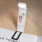 Personalised Cartoon Character LED Rechargeable Light Clip with Name and Birth Flower Reading Accessories Birthday Gift for Book Lovers Friends