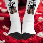 Personalized Graduation Hat Photo Congrats Grad Soft Multicolor Crew Socks with Name Celebration Graduation Gift for Graduates Classmates