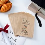 Personalized Cute Grad Cap Teddy Bear Food-Grade Paper Treat Bags Set of 20 Party Favors Graduation Gift for Class of 2026 Graduates