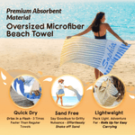 Personalised Gradient Stripes Quick Dry Oversized Microfiber Beach Towel with Name Summer Vacation Travel Use Birthday Gift for Family Friends