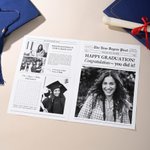 Personalized Graduation Newspaper Vintage Wrapping Paper with Text and Photo for Flower Bouquet Graduation Gift for High School College Graduates