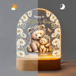 Personalized Cute Daisy Animal Acrylic Night Light with Name and Wooden Base Room Decor Birthday Mother's Day Gift for Mom Baby