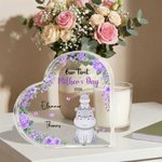 Personalized 1st Mother's Day Cute Parent-Child Animal Heart Acrylic Plaque with Name and Year Home Decor Mother's Day Birthday Gift for New Mom