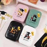 Personalized Balloon Grad Cap Initial Leather Jewelry Box with Name Year and LED Tri-Color Makeup Mirror Birthday Graduation Gift for Graduates