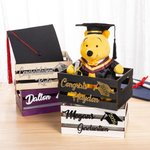Personalisierte Glitter Graduation Cap Holzkiste Aufbewahrungsbox mit Text und Jahr Party Accessoire Graduation Geschenk für Absolventen