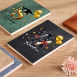 Personalized Graduation Cap Initial A5 A6 Leather Cover Notebook with Name and Year Recording Accessories Birthday Graduation Gift for Graduates