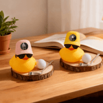 Casquette photo personnalisée Canard de golf avec base en bois Décoration de bureau Cadeau d'anniversaire pour les amateurs de golf