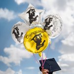 Gorro de Graduación Personalizado Silueta Béisbol Voleibol Deportes Papel de Aluminio Globo con Texto y Año Productos para Fiestas Regalo de Graduación para Graduados