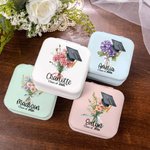 Personalized Bachelor Cap Birth Flower Bouquet Jewellery Box with Name and Year Class of 2026 Graduation Gift for Graduate