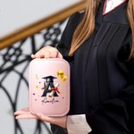 Personalized Balloon Grad Cap Initial Leather Jewelry Box with Name Year and LED Tri-Color Makeup Mirror Birthday Graduation Gift for Graduates