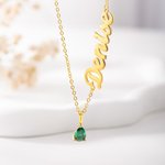 Personlig Teardrop Birthstone Name Necklace Dainty Smykker Bursdag Morsdag Bryllupsgave til mor Brud