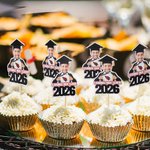 Cara personalizada Foto Graduación Cupcake Toppers Juego de 12 Graduación Decoración de la fiesta Regalo para la clase de 2026 Graduados