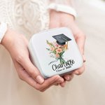 Personalized Bachelor Cap Birth Flower Bouquet Jewellery Box with Name and Year Class of 2026 Graduation Gift for Graduate