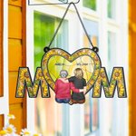 Personalized Cartoon Character Back View Heart Mom Window Hanging Suncatcher with Names Home Decor Mother's Day Birthday Gift for Woman