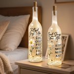 Personalisierte stilvolle Gott sagt, ich bin Geburt Blume Schmetterling Liebe Zitat Glas LED-Flasche Lampe mit Namen Muttertag Geschenk für Mama Oma