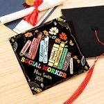 Personalised Social Worker Graduation Cap Topper Decoration with Name and Year BSW MSW Graduation Gift for Women Graduates