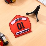 Personalized Multicolor 3D-Printed Firefighter Badge Ornament with Name and Department Desk Decor Birthday Gift for Firefighters