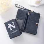 Portefeuille en cuir plié avec nom et fentes pour cartes multiples Cadeau d'anniversaire pour femmes