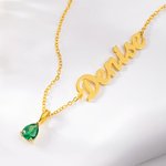 Personlig Teardrop Birthstone Name Necklace Dainty Smykker Bursdag Morsdag Bryllupsgave til mor Brud