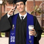 Personalized Grad Cap Cartoon Character Graduation Sash with Name and Year Graduation Keepsake Gift for Class of 2026 Graduates