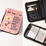 Livre biblique en cuir PU avec fermeture éclair et poignée de transport Cadeau de baptême religieux pour les femmes chrétiennes