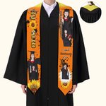 Collage de Fotos Personalizado Estola de Graduación de Flores Multicolor con Texto Class Of 2026 Regalo de Graduación para Graduados
