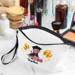 Sac de maquillage en lin avec nom de l'année et bracelet Accessoires de voyage pour les femmes et les filles