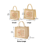 Personlig 1-6 Födelse Blommor Mamma Barn Små Händer Stor Jute Tote Bag med Namn Mors dag Födelsedagspresent till mamma Mormor