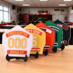 Personalized Multicolor 3D-Printed Firefighter Badge Ornament with Name and Department Desk Decor Birthday Gift for Firefighters