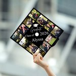 Personalised 12 Photos Collage Graduation Cap Topper with Name and Year Graduation Party Ceremony Gift for Class of 2026 Graduates Classmates