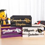 Personalisierte Glitter Graduation Cap Holzkiste Aufbewahrungsbox mit Text und Jahr Party Accessoire Graduation Geschenk für Absolventen