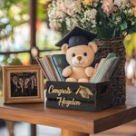 Personalisierte Glitter Graduation Cap Holzkiste Aufbewahrungsbox mit Text und Jahr Party Accessoire Graduation Geschenk für Absolventen