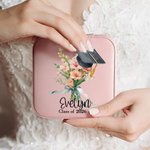 Personalized Bachelor Cap Birth Flower Bouquet Jewellery Box with Name and Year Class of 2026 Graduation Gift for Graduate