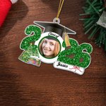 Personalised Grad Cap Face Photo Christmas Tree Ornament with Name and Glitter Number Graduation Christmas Gift for Graduates