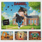 Personalized Cartoon Graduation Boy Girl Character Wooden Puzzles with Name Room Decor Kindergarten Graduation Birthday Gift for Kids