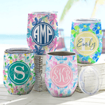 Personalizzato Estate Fiori Tropicali Monogramma 12 oz Vino Tumbler Compleanno Anniversario Regalo per gli amici della famiglia