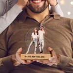 Personalised Photo Shape Transparent Acrylic Plaque with Text and Wooden Base Desk Decor Wedding Graduation Birthday Gift for Friends Family