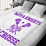 Personalized Lacrosse Multicolor Soft Throw Blanket with Name and Number Game Day Team Gift for Lacrosse Players Coaches