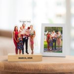 Personalised Photo Shape Transparent Acrylic Plaque with Text and Wooden Base Desk Decor Wedding Graduation Birthday Gift for Friends Family