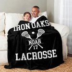 Personalized Lacrosse Multicolor Soft Throw Blanket with Name and Number Game Day Team Gift for Lacrosse Players Coaches